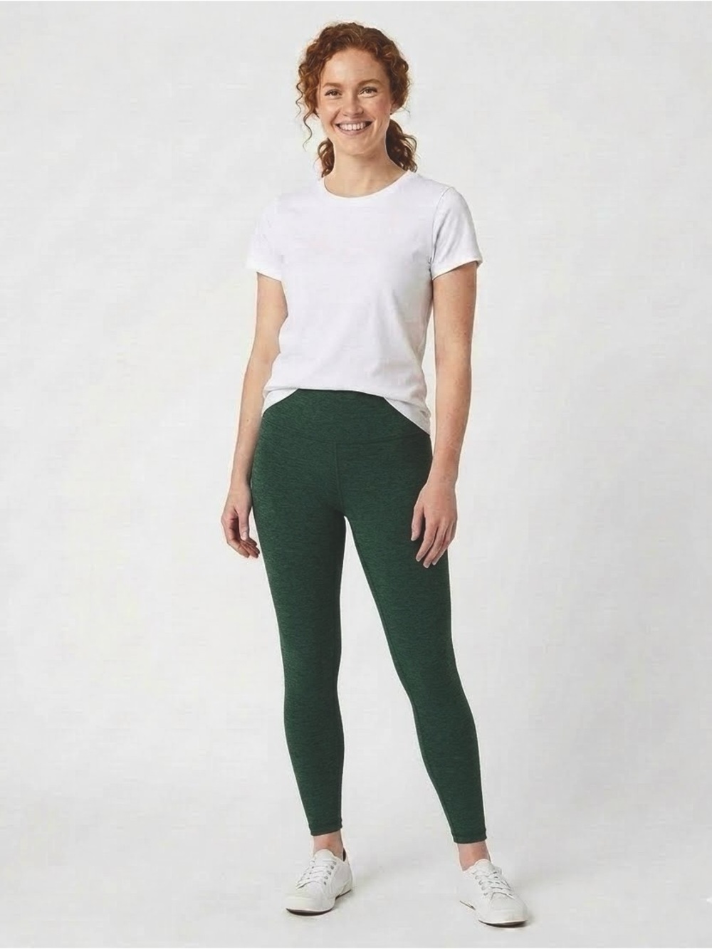 Calvin Klein Performance Double Waistband Leggings in Dark Green Size Large